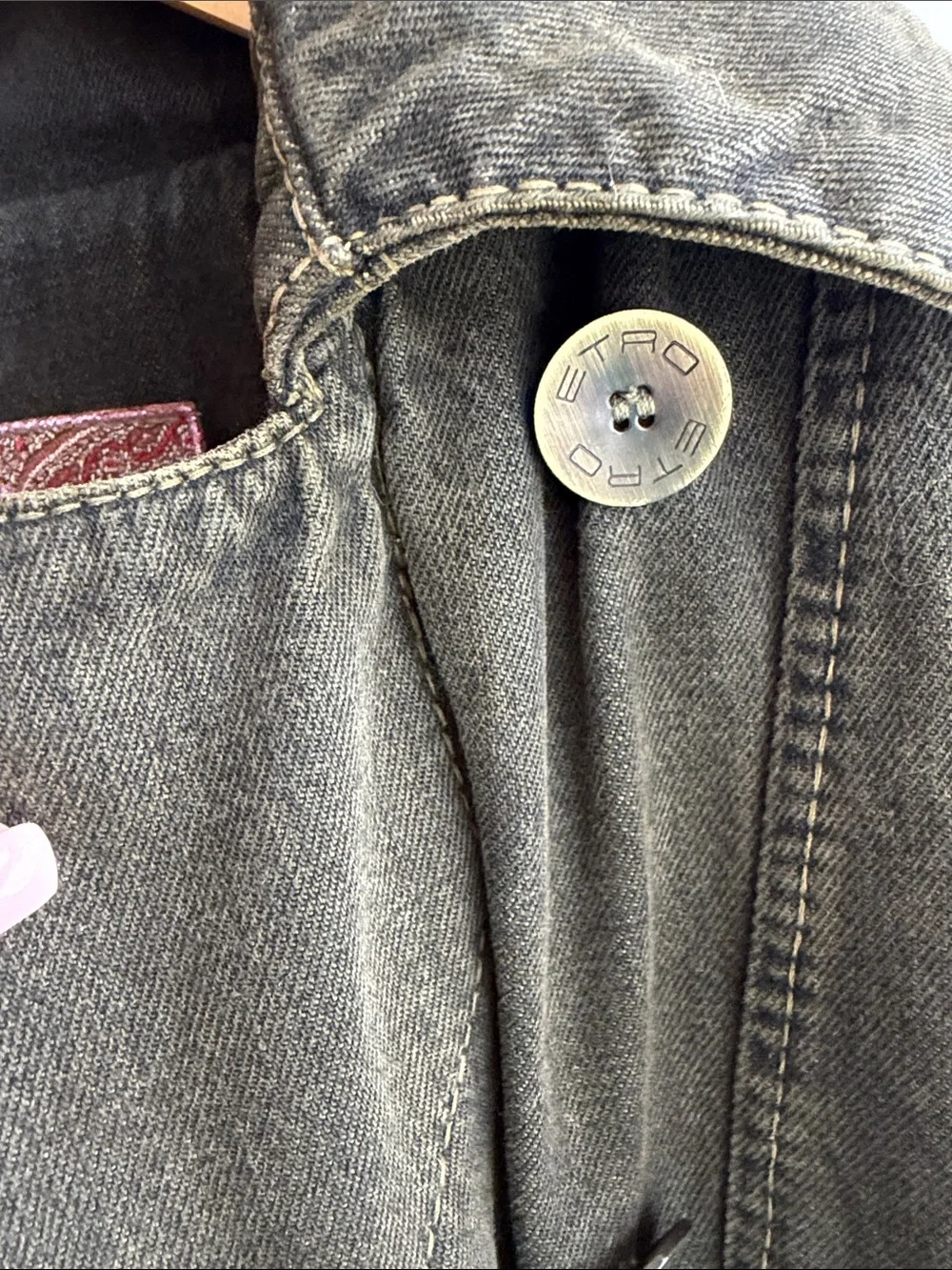 Etro Jeans Olive Paisley Lined Jacket with Branded Buttons size IT 42 S-M - Picture 7 of 10